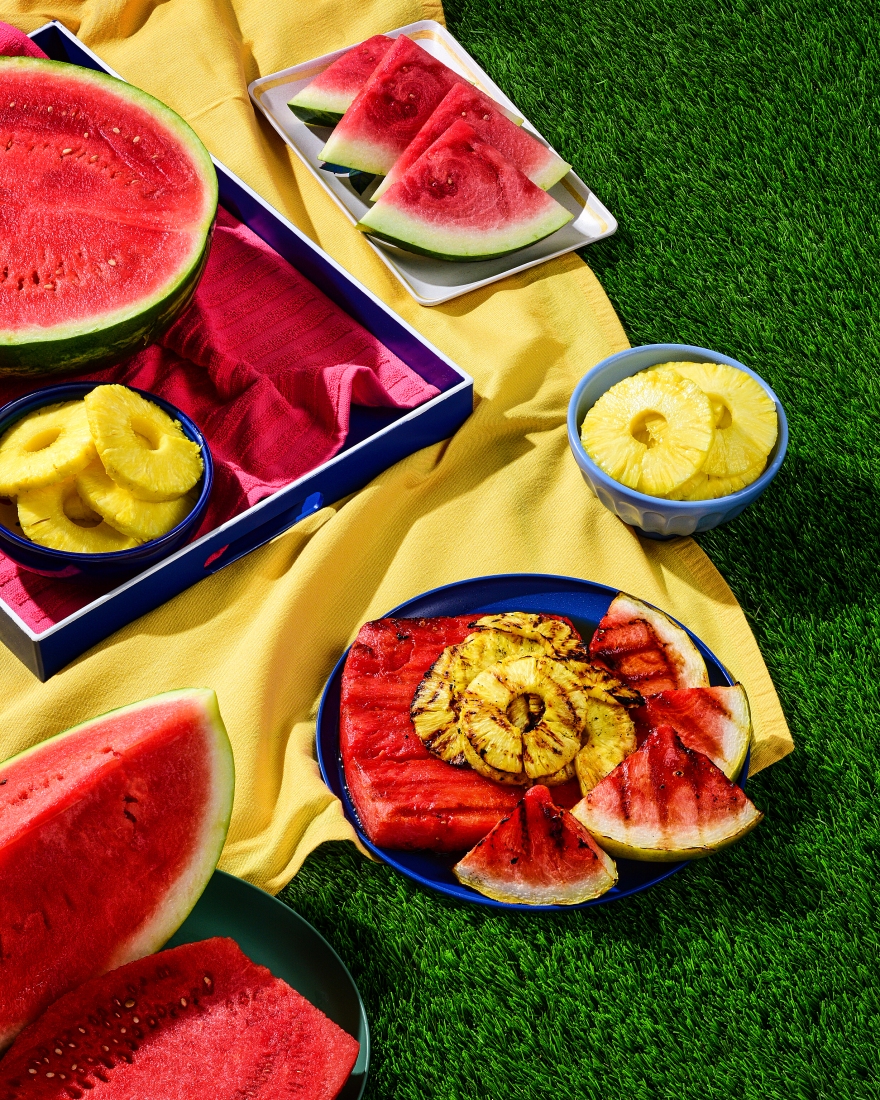 06 2022 Styled Grilled Watermelon and Pineapple_Vert on Grass_No Product